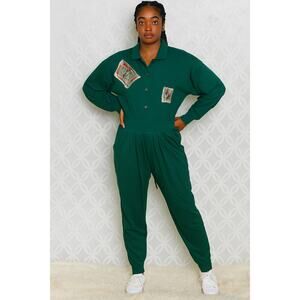 Vintage 80s Anne Marie Designs Postcard Jumpsuit NWT Size M